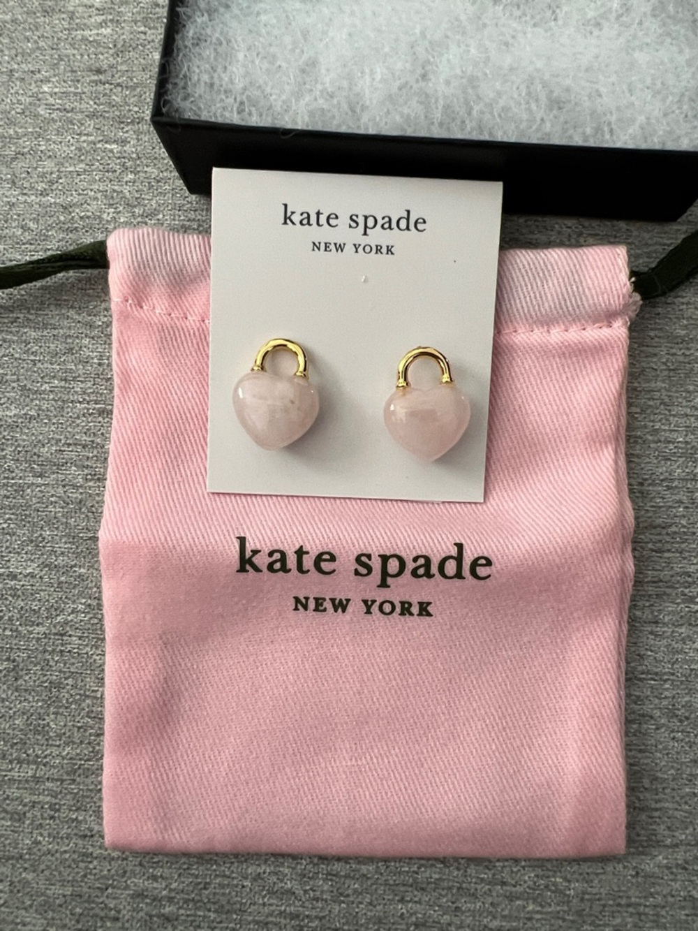 NWT Kate Space Gold-Tone Pink Heart Earrings